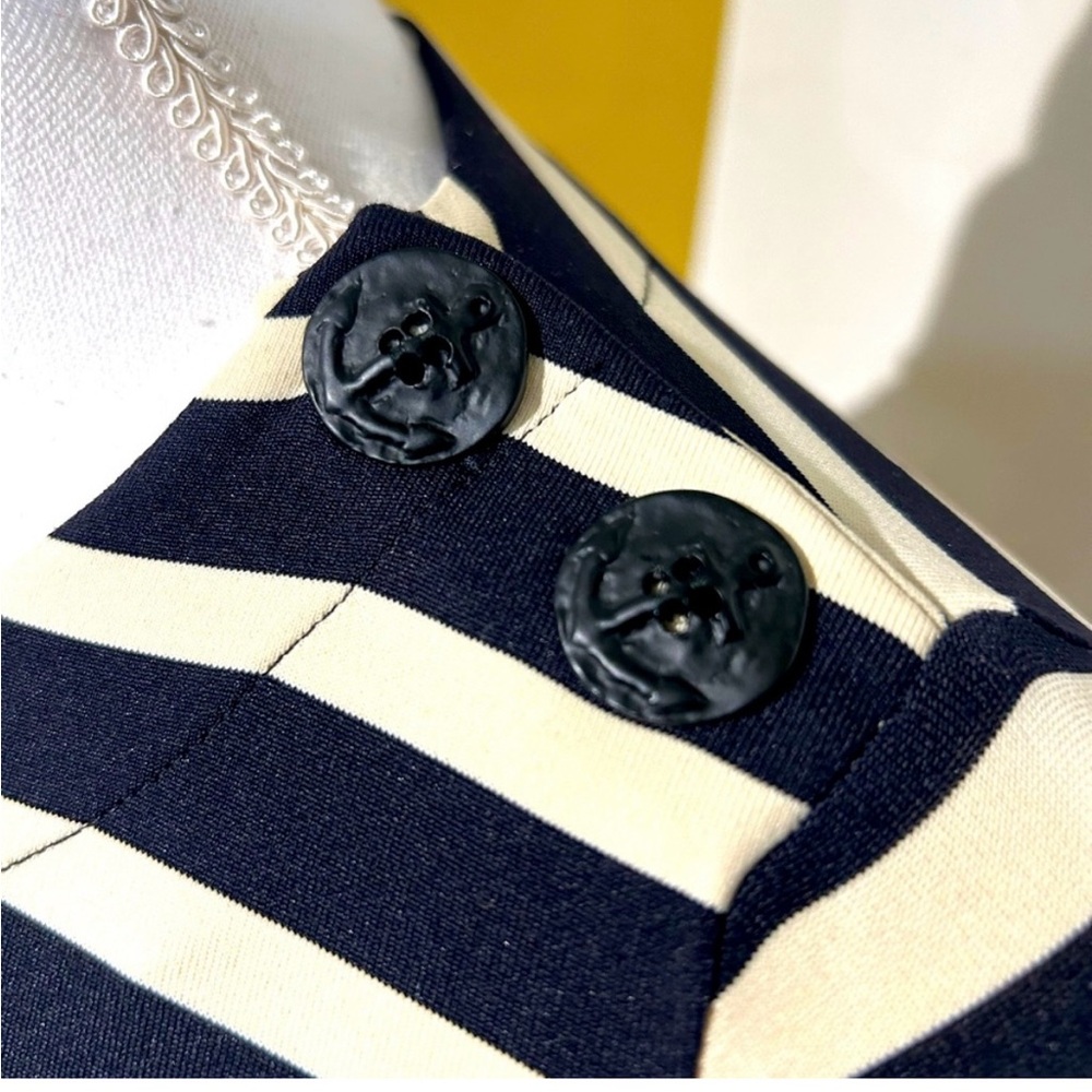 Vintage Jean Paul Gaultier Dress Soleil Fuzzi Small Black White Nautical Bodycon - Picture 5 of 5